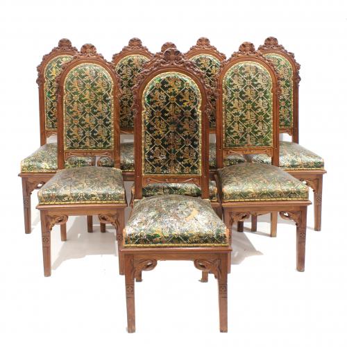 SET OF EIGHT MODERNISTA CHAIRS, CIRCA 1900.