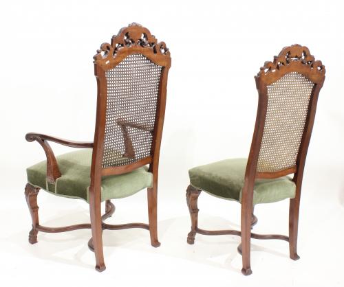 SET OF SIX BAROQUE STYLE SPANISH CHAIRS AND CARVERS, SECOND