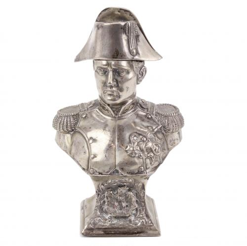 SILVER BOX STYLE BUST OF NAPOLEON, C20th.