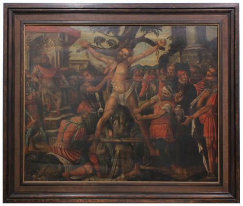 SPANISH SCHOOL, C17th. "THE MARTYRDOM OF SAINT BARTHOLOMEW ".