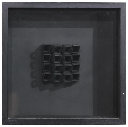 JOSEP NAVARRO VIVES (1931). Cubic composition in black.