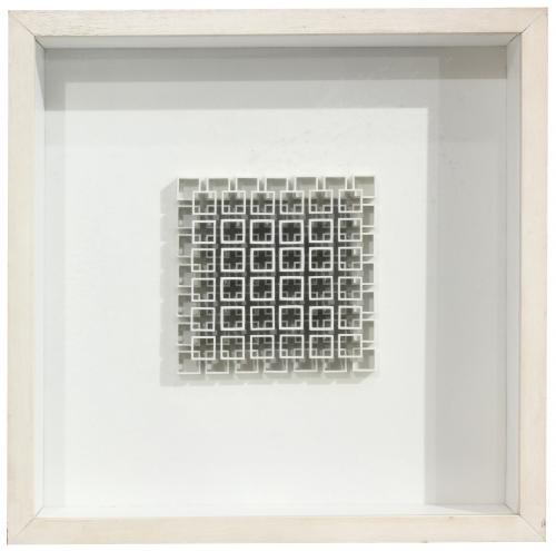 JOSEP NAVARRO VIVES (1931). Cubic composition in white.