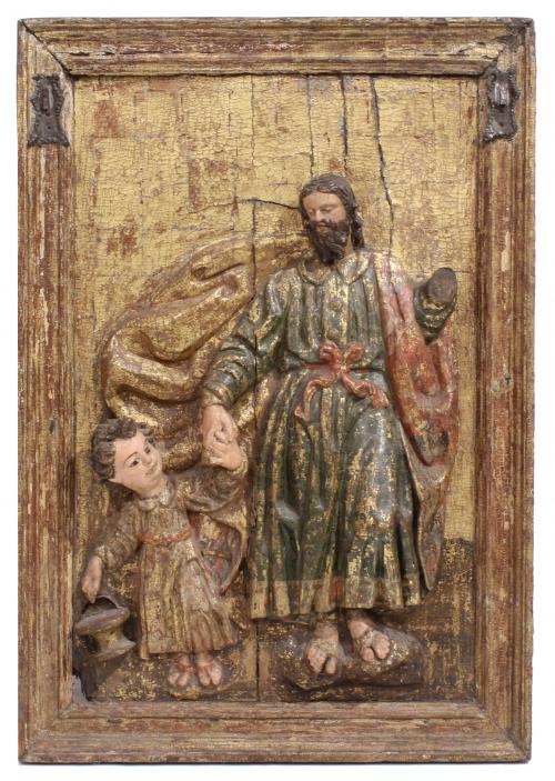 CASTILIAN SCHOOL,  C16th. "SAINT JOHN WITH THE HOLY CHILD".