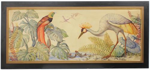 RAMON NOÉ HIERRO (1925 2007). PAINTED PLAQUE WITH TROPICAL SCENE. 1961.