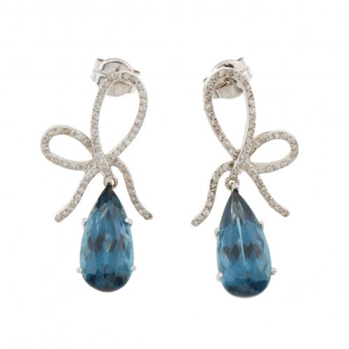 PENDIENTES CON DIAMANTES E INDIGOLITAS.