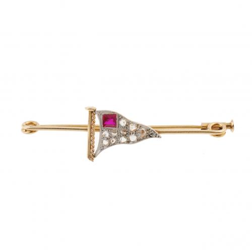 DIAMOND AND RUBY PIN. 