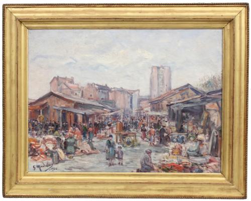 GUSTAVE MADELAIN (1867-1944). "PARIS STREET MARKET". 1926