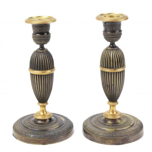 PAIR OF FRENCH EMPIRE  CANDLESTICKS, C19th.