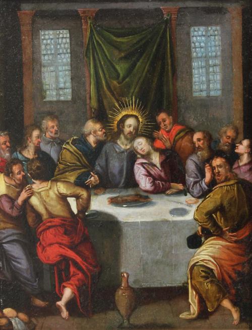 SPANISH SCHOOL,  C18th.  "THE LAST SUPPER".