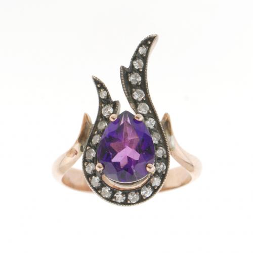 DIAMOND AND AMETHYST RING. 