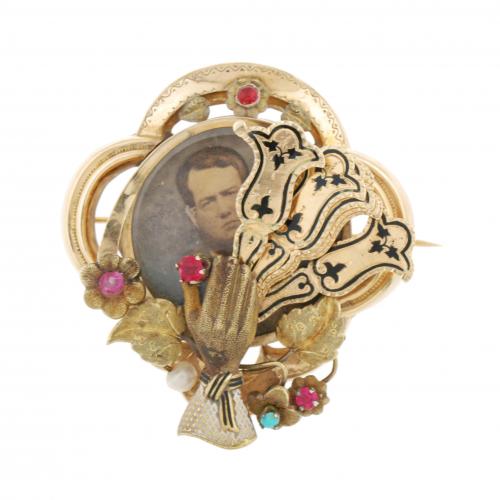 SPANISH PORTRAIT FRAME BROOCH