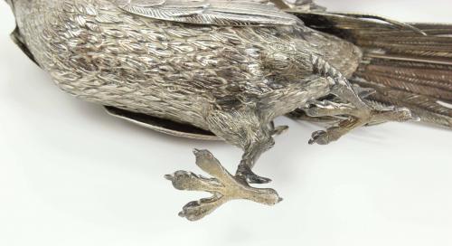 PAIR OF SPANISH SILVER PHEASANTS, MID 20TH CENTURY.