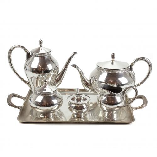 SILVER SPANISH COFFEE AND TEA SET, MID C20th.