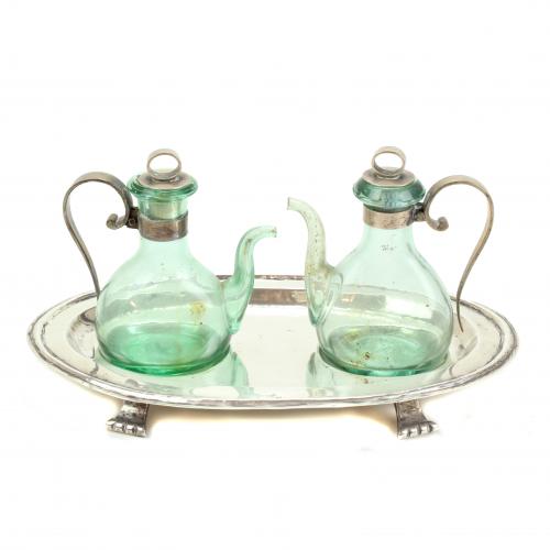 SPANISH OIL AND VINEGAR SET, MID C20th.