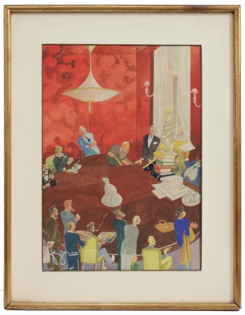 FÉLIX ARTETA (1890-1986). "MEETING OF BUSINESSMEN", 1960.