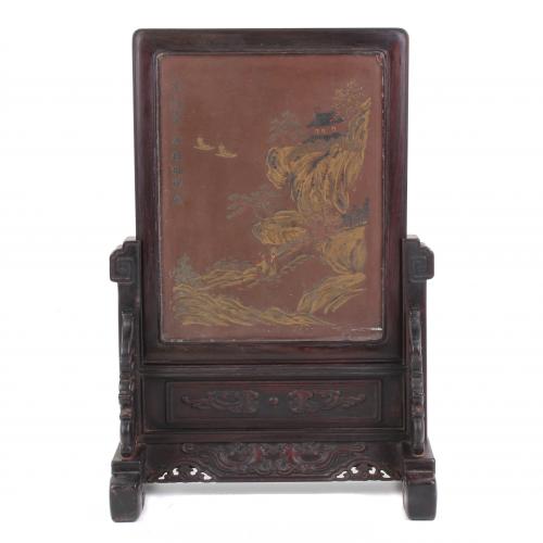 CHINESE TABLE TOP SCREEN, END C19th.