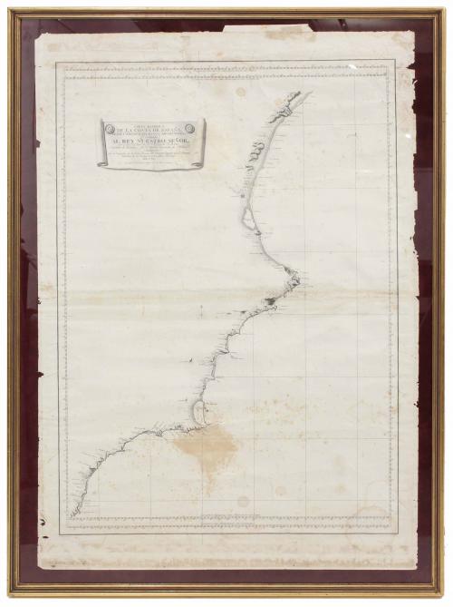 VICENTE TOFIÑO DE SAN MIGUEL Y WANDERIALES (1732- 1795). "SPHERICAL MAP OF THE COAST OF SPAIN FROM CABO DE GATA TO CABO DE OROPESA", 1786.