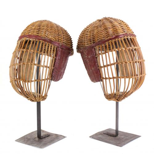 PAIR OF JAPANESE HELMETS, END C19th.