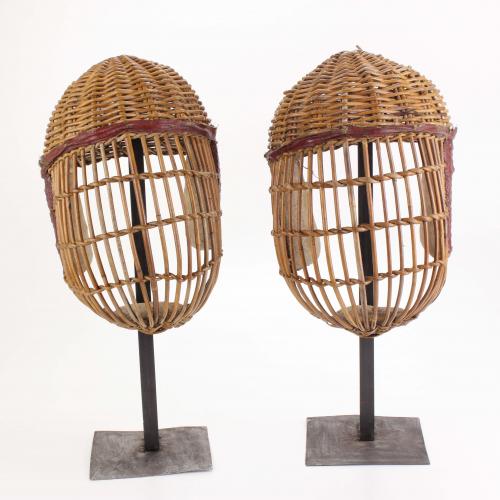 PAIR OF JAPANESE HELMETS, END C19th.