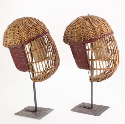 PAIR OF JAPANESE HELMETS, END C19th.