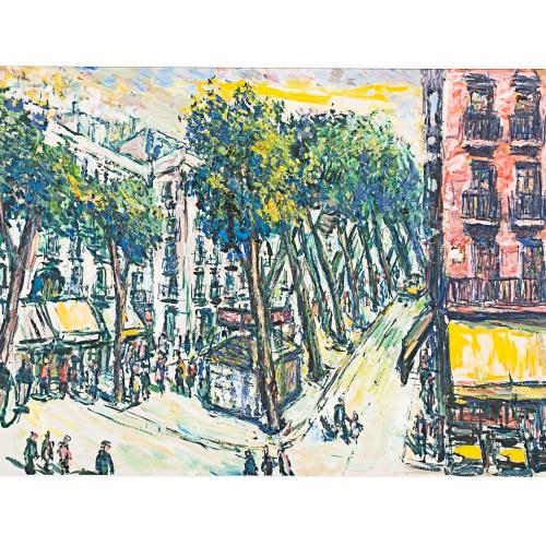 JAUME PLANAS GALLES (1927-1996). "RAMBLAS DE BARCELONA".