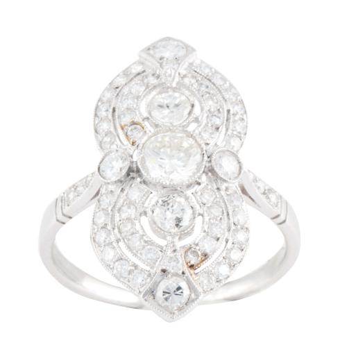 BELLE ÉPOQUE STYLE DIAMOND SHUTTLE RING.