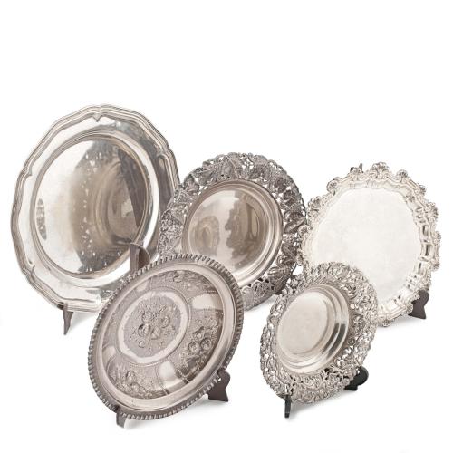 SILVER TRAYS, C20th.