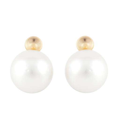 YELLOW GOLD AND AUSTRALIAN PEARL EARRINGS. 