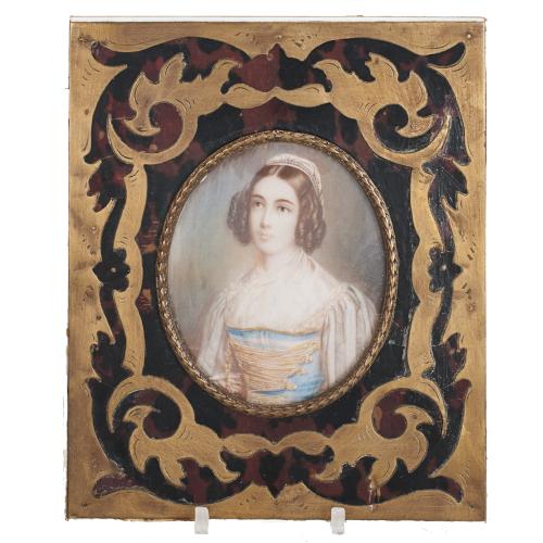 SIGUIENDO MODELOS DE JOSEPH KARL STIELER (1781-1858). MINIATURA ALEMANA, RETRATO DE HELENE SEDLMAYR, FIN. SIGLO XIX