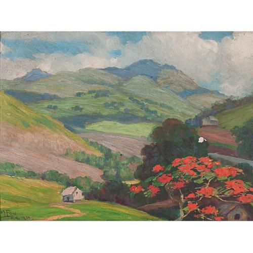 MIGUEL POU BECERRA (1880-1968). "PAISAJE DE PUERTO RICO", 1933.