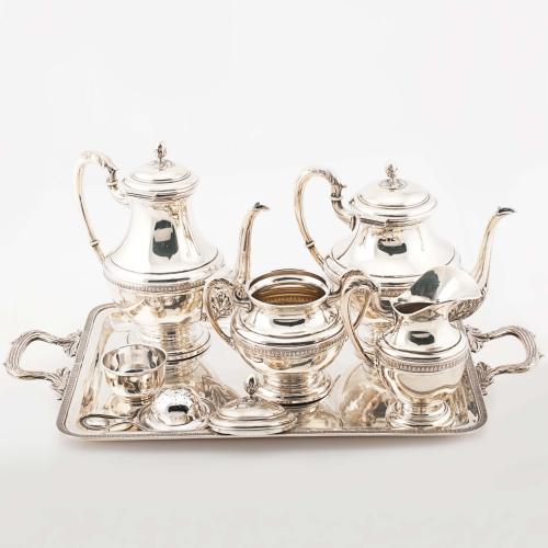 SPANISH SILVER TEA AND COFFEE SET, MID C20th.