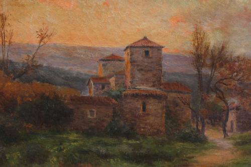 AURELI TOLOSA I ALSINA (1861-1938) "LANDSCAPE WITH A CHURCH