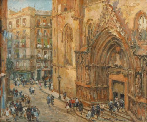 RAMÓN LÓPEZ MUÑOZ, "LÓPEZ RAMÓN" (1905-1985). "VIEW OF SANT