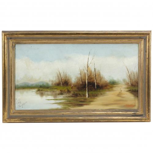 TOMÁS SANS CORBELLA (1869?-1918). "PAISAJE FLUVIAL".