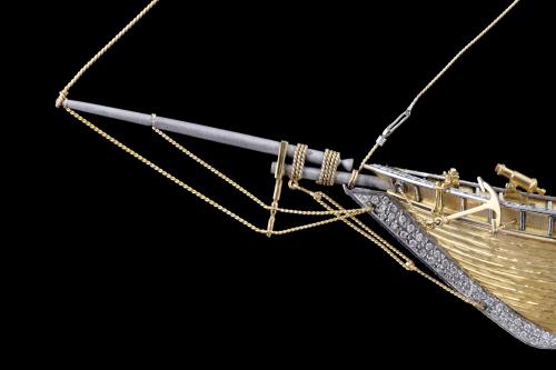 MODEL IN GOLD, DIAMONDS AND SAPPHIRES OF THE FRENCH SHIP "L