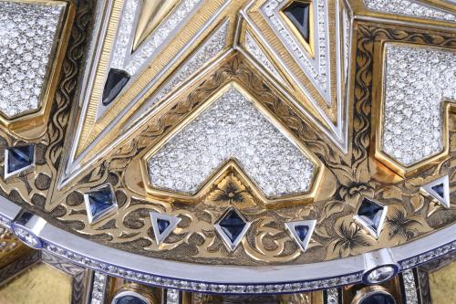 MODEL IN GOLD, DIAMONDS AND SAPPHIRES OF THE FRENCH SHIP "L