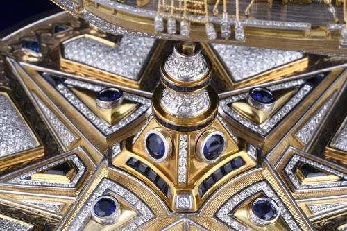 MODEL IN GOLD, DIAMONDS AND SAPPHIRES OF THE FRENCH SHIP "L