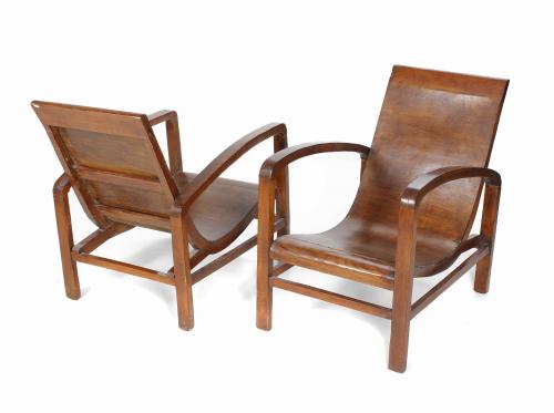 AFTER A MODEL BY ALVAR AALTO (1898-1976). PAIR OF ARMCHAIRS