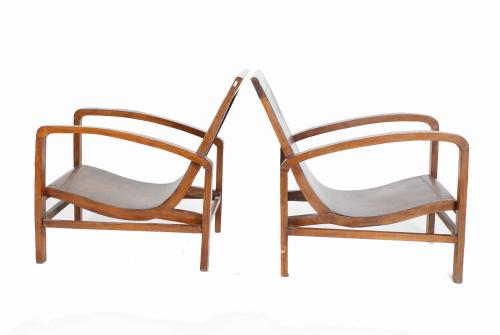 AFTER A MODEL BY ALVAR AALTO (1898-1976). PAIR OF ARMCHAIRS