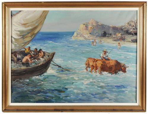 FRANCISCO RODRÍGUEZ SANCHEZ-CLEMENT, "SANCLEMENT" (1893-1968). "TIRANDO DE LA BARCA".