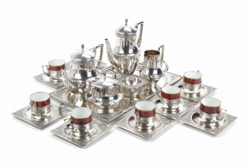 MASRIERA I CARRERAS. BARCELONA TEA AND COFFEE SET IN SILVER