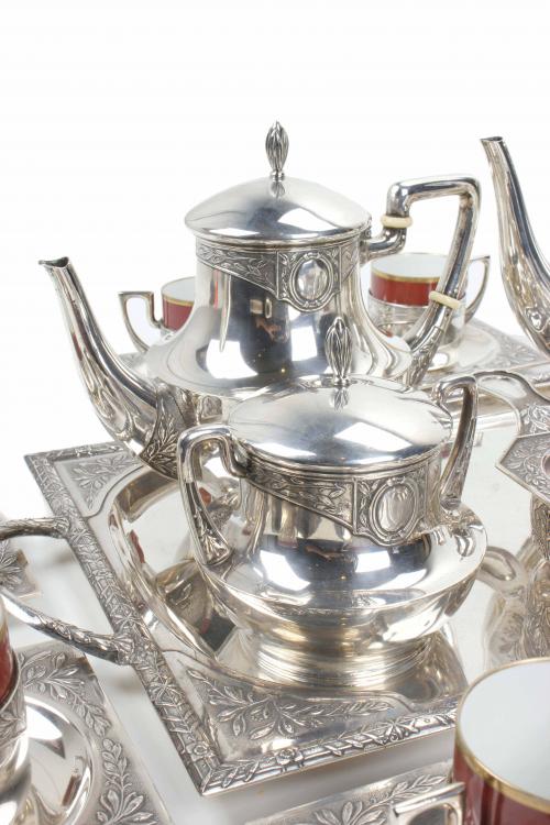 MASRIERA I CARRERAS. BARCELONA TEA AND COFFEE SET IN SILVER