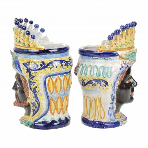 "TESTE DI MORO" ITALIAN POTS OF CALTAGIRONE, MID 20TH CENTU