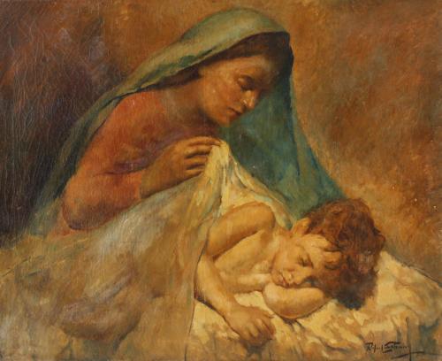 RAFAEL ESTRANY Y ROS (1884-1958). "LA VIRGEN CON EL NIÑO".