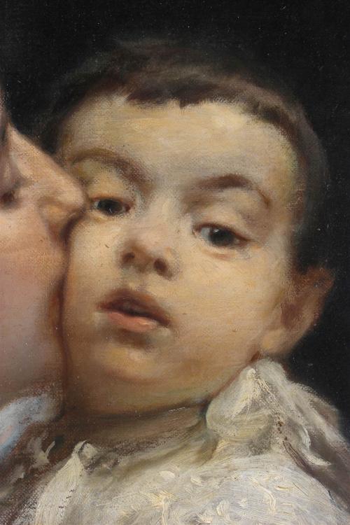 JULIO BORRELL (1877-1957). "EL BESO MATERNO", 1907. 