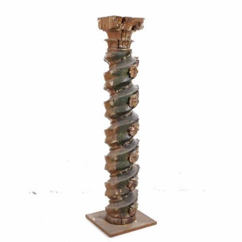 18TH CENTURY SPANISH SCHOOL SOLOMONIC STYLE COLUMN.