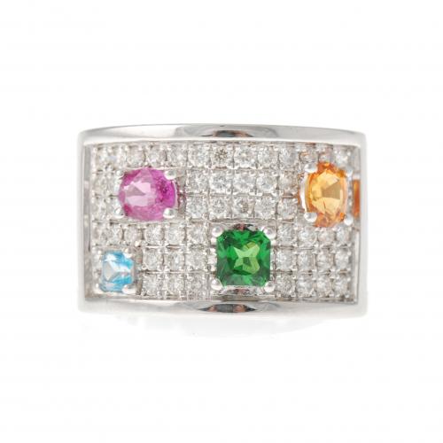 RING WITH DIAMONDS PAVÉ AND GEMSTONES.