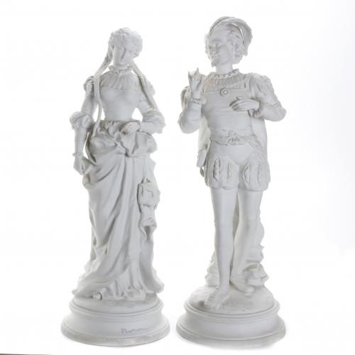 PAIR OF 18TH CENTURY-LIKE CHARACTERS, MID 20TH CENTURY.