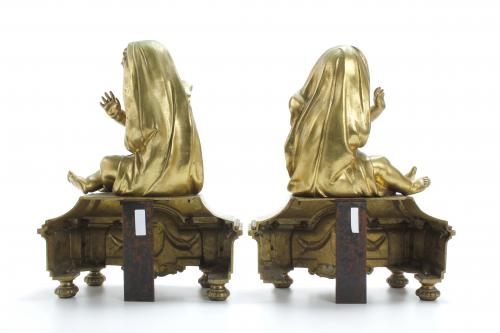 PAIR OF FRENCH FIREPLACE ANDIRONS, LOUIS XVI STYLE, 19TH CE