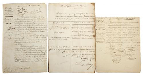 FRENCH SCHOOL, EARLY 19TH CENTURY. THREE MILITARY DOCUMENTS.